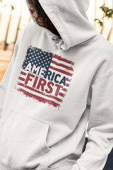 America First Hoodie – Patriotic USA Flag Sweatshirt, Pro America Conservative Apparel