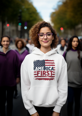 America First Hoodie – Patriotic USA Flag Sweatshirt, Pro America Conservative Apparel