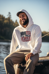 America First Hoodie – Patriotic USA Flag Sweatshirt, Pro America Conservative Apparel