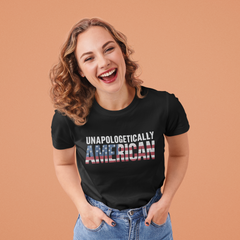 Unapologetically American Shirt – Patriotic USA Flag Graphic Tee, Freedom Conservative T-Shirt