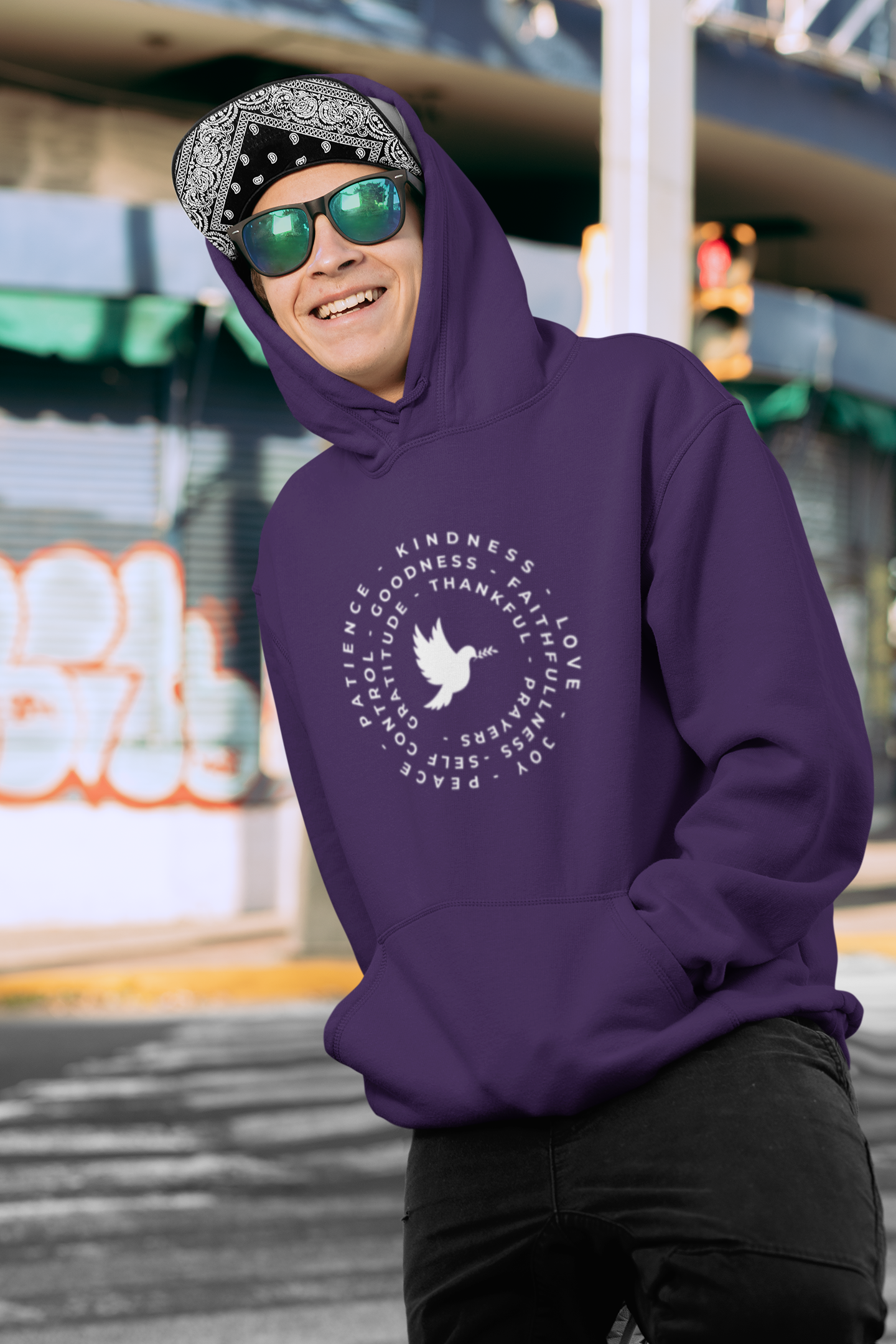 Faith & Gratitude Dove Hoodie – Christian Inspirational Sweatshirt – Peace, Love & Kindness Apparel
