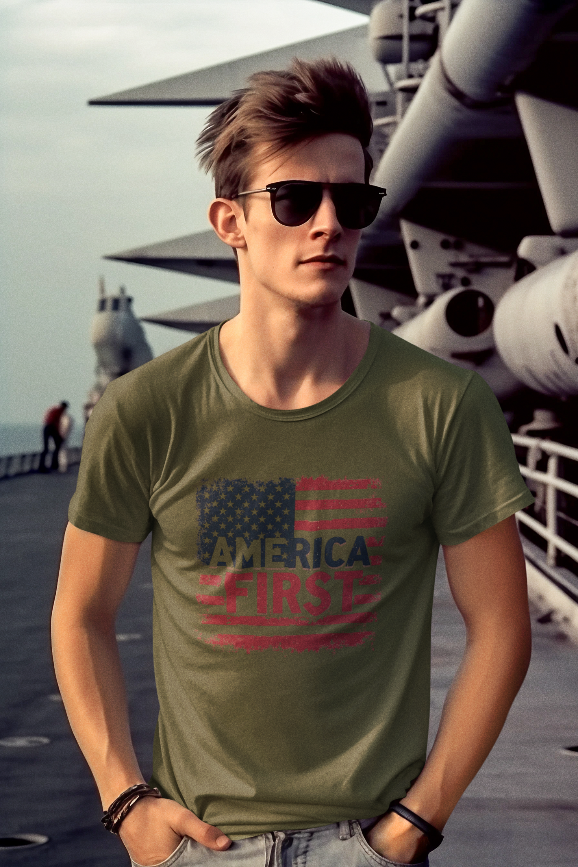 America First T-Shirt – Patriotic USA Flag Tee, Pro America Conservative Graphic Shirt