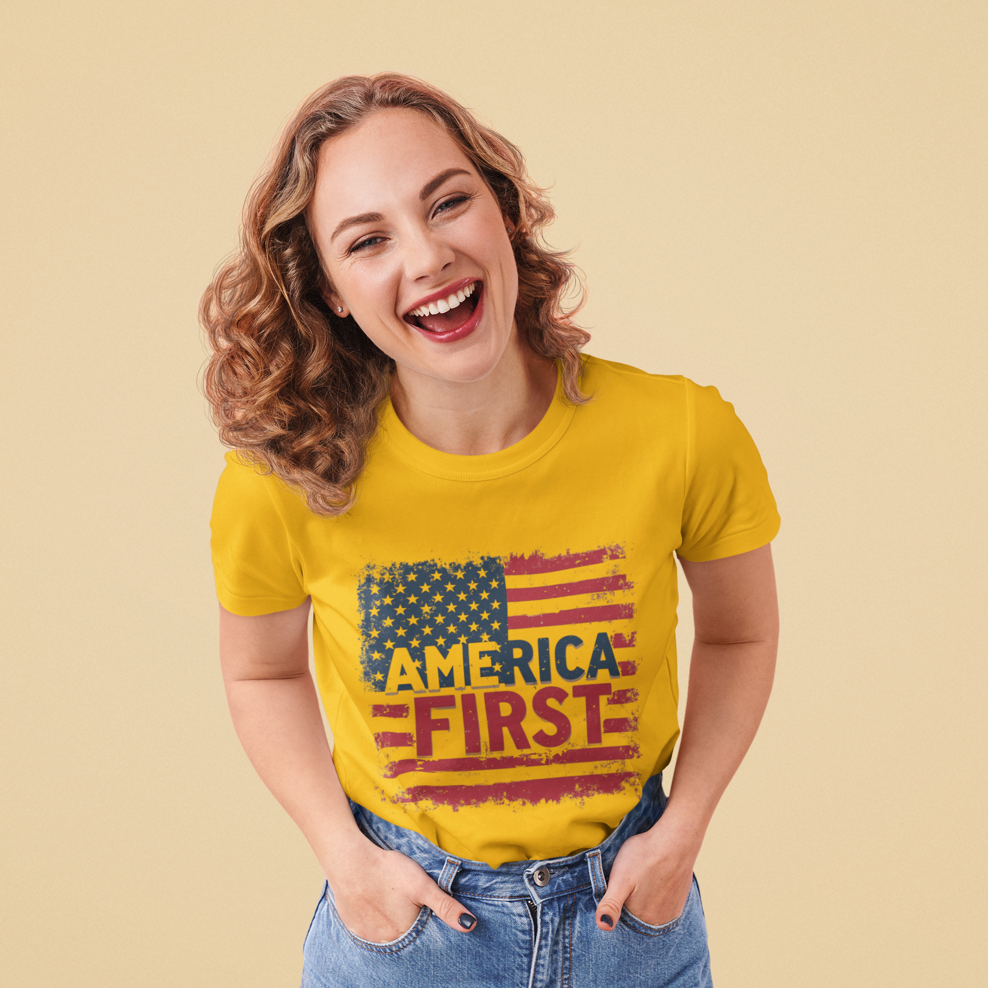 America First T-Shirt – Patriotic USA Flag Tee, Pro America Conservative Graphic Shirt